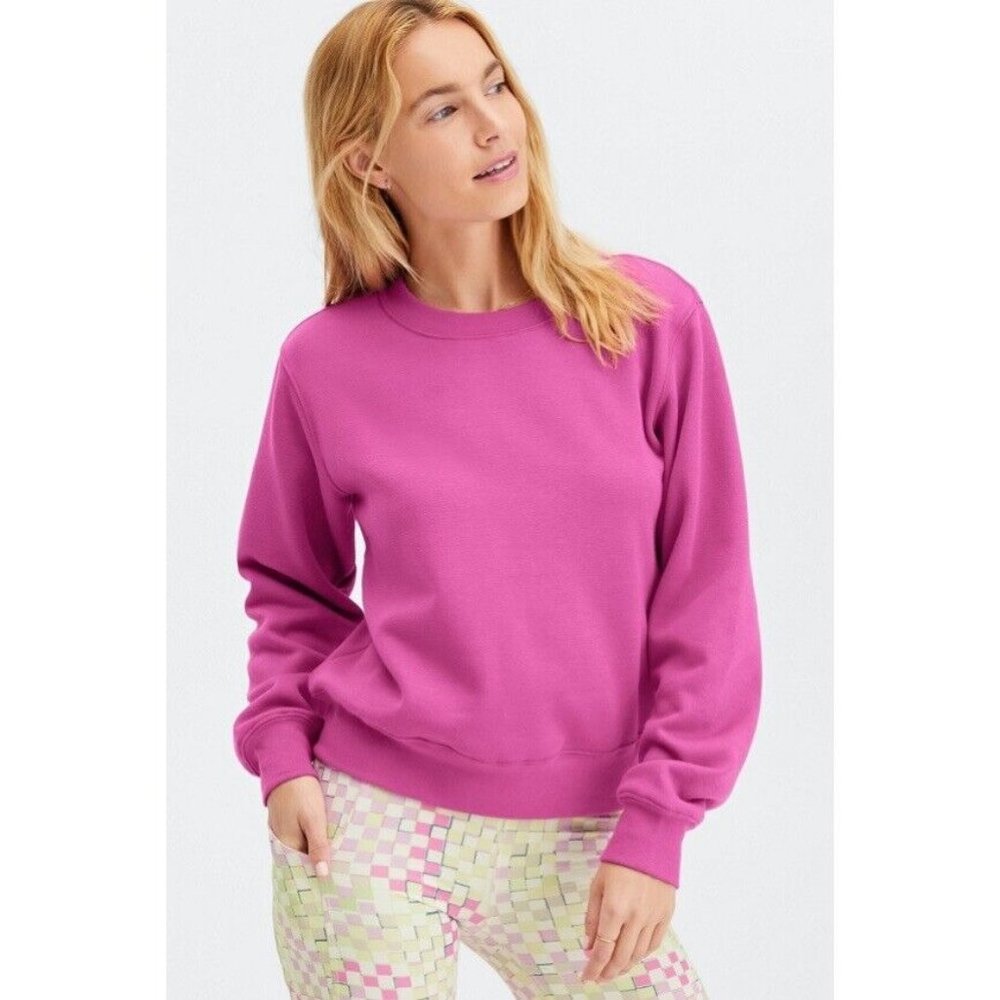 Fabletics Women's Go-To Classic Crewneck Sweatshirt Very Berry Pink Small